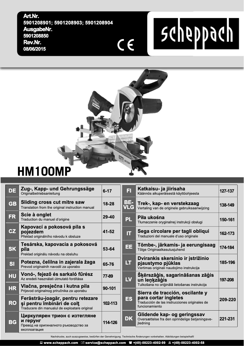 Página 1 del manual Manual de usuario Scheppach HM100MP