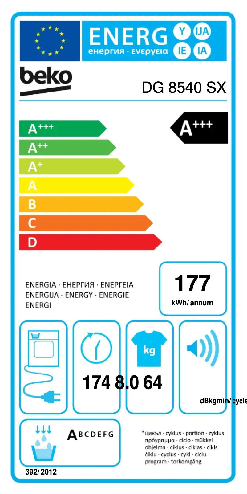 Imagen de la primera página del manual del dispositivo DG 8540 SX