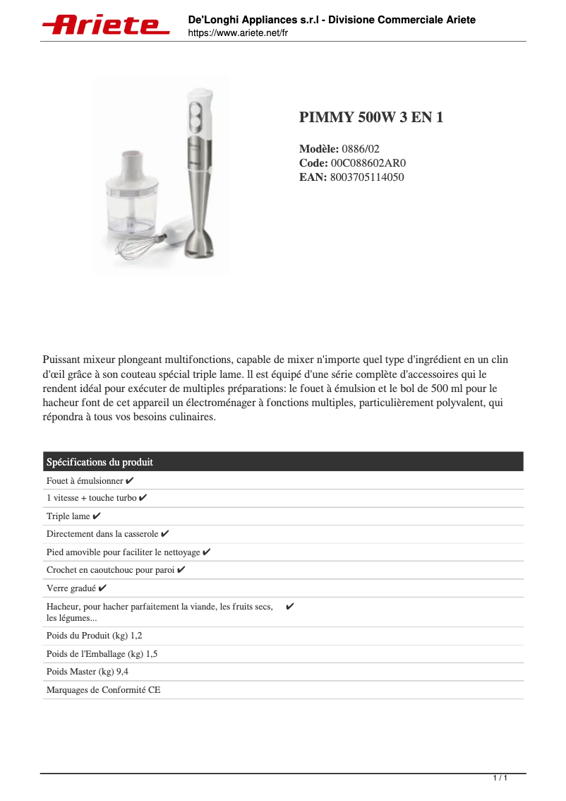 Imagen de la primera página del manual del dispositivo Pimmy 886