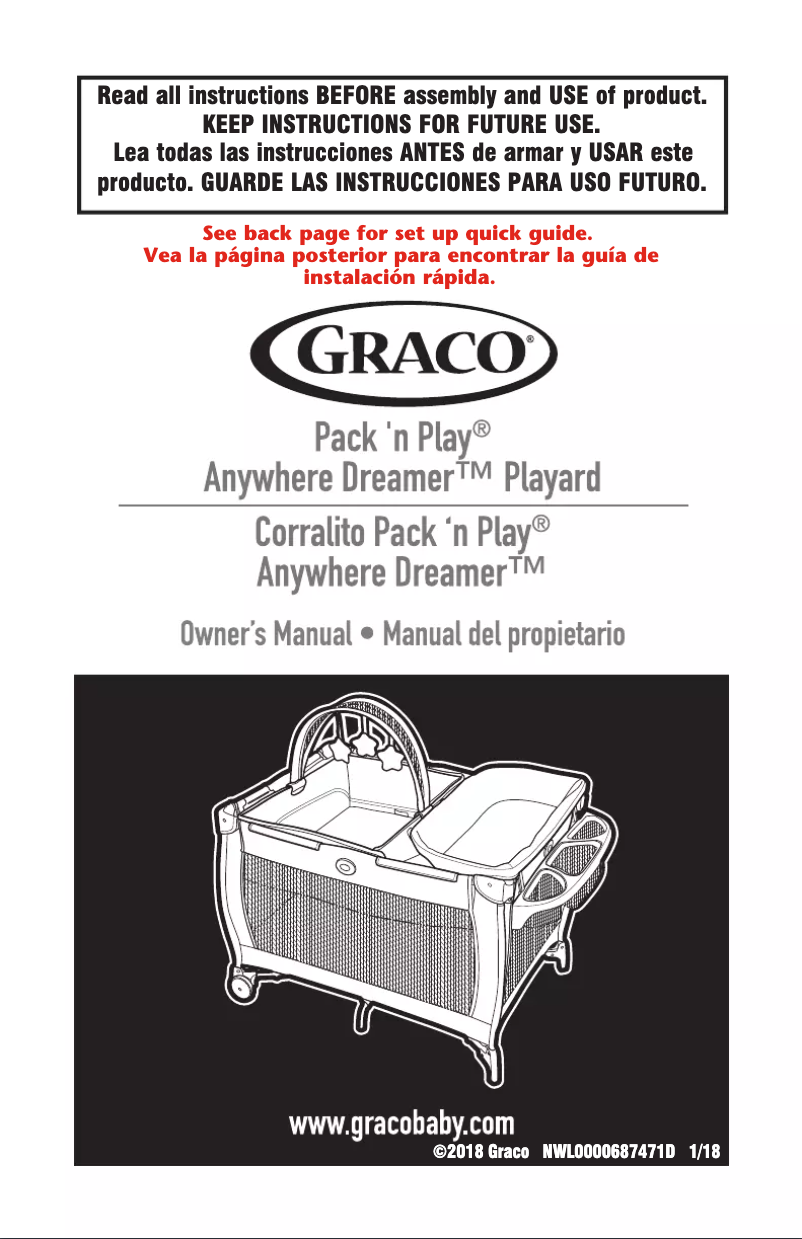 Página 1 del manual Manual de usuario Graco Pack ‘n Play Anywhere Dreamer