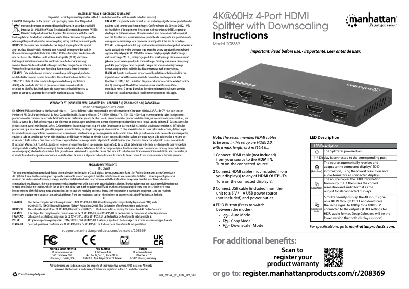 Imagen de la primera página del manual del dispositivo 208369