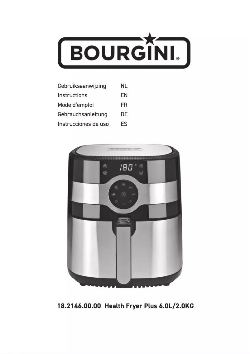 Página 1 del manual Manual de usuario Bourgini Health Fryer Plus 6.0L
