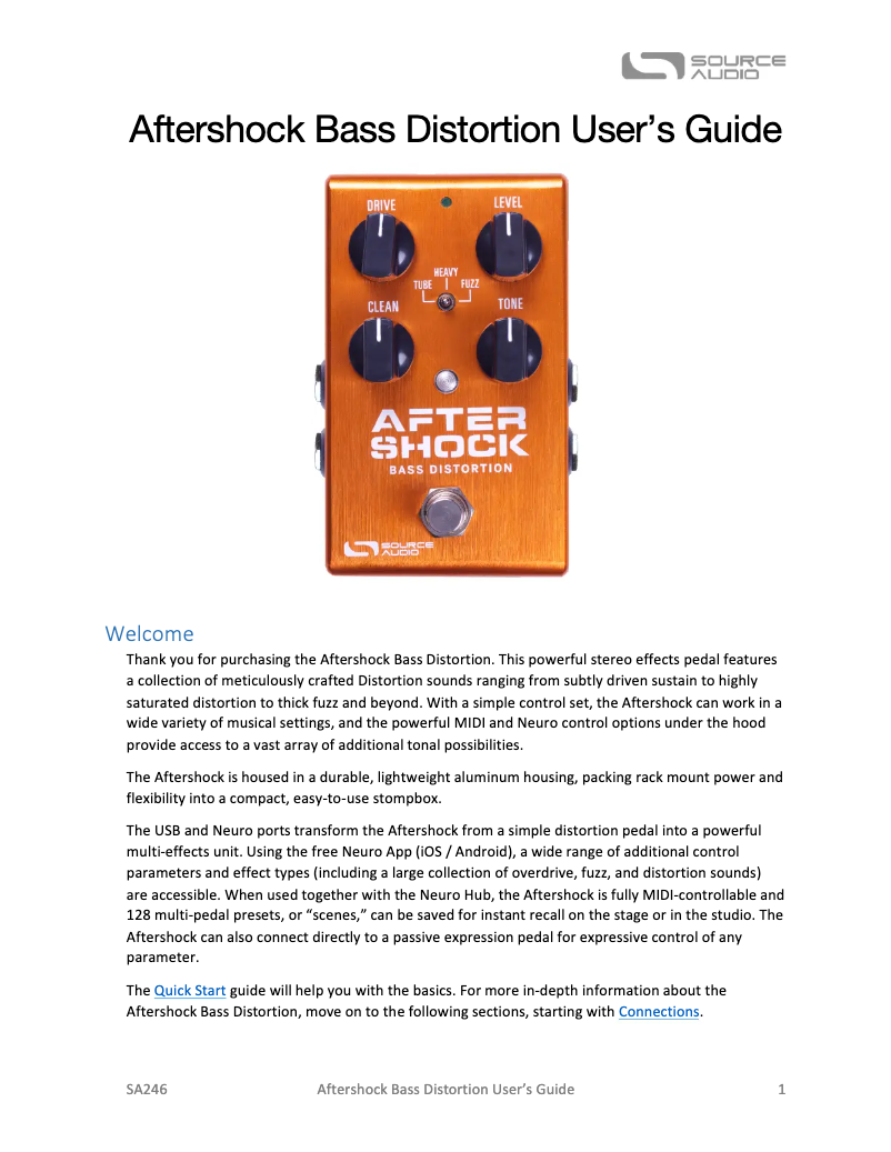 Página 1 del manual Manual de usuario Source Audio Aftershock