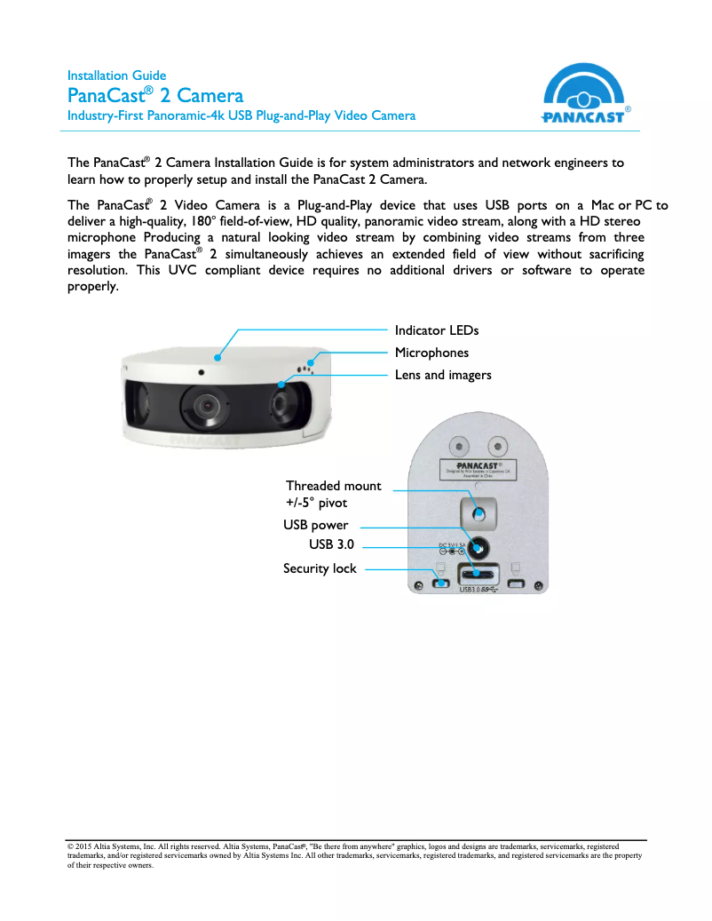Imagen de la primera página del manual del dispositivo 2 Camera