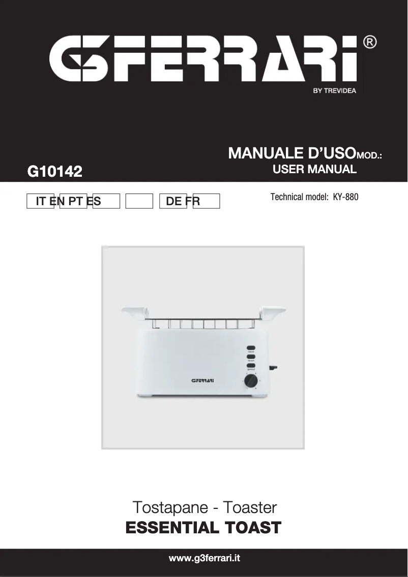 Página 1 del manual Manual de usuario G3 Ferrari Essential Toast G10142