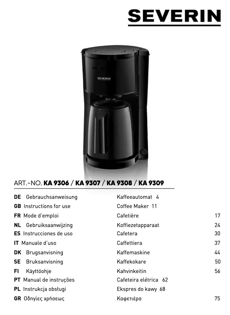 Imagen de la primera página del manual del dispositivo KA 9309