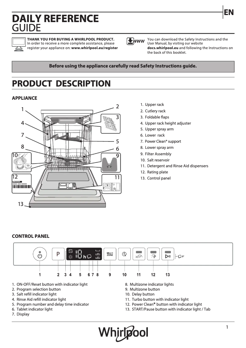 Página 1 del manual Manual de usuario Whirlpool WIC 3C33 PFE UK