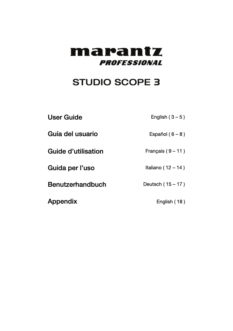 Página 1 del manual Manual de usuario Marantz Studio Scope 3