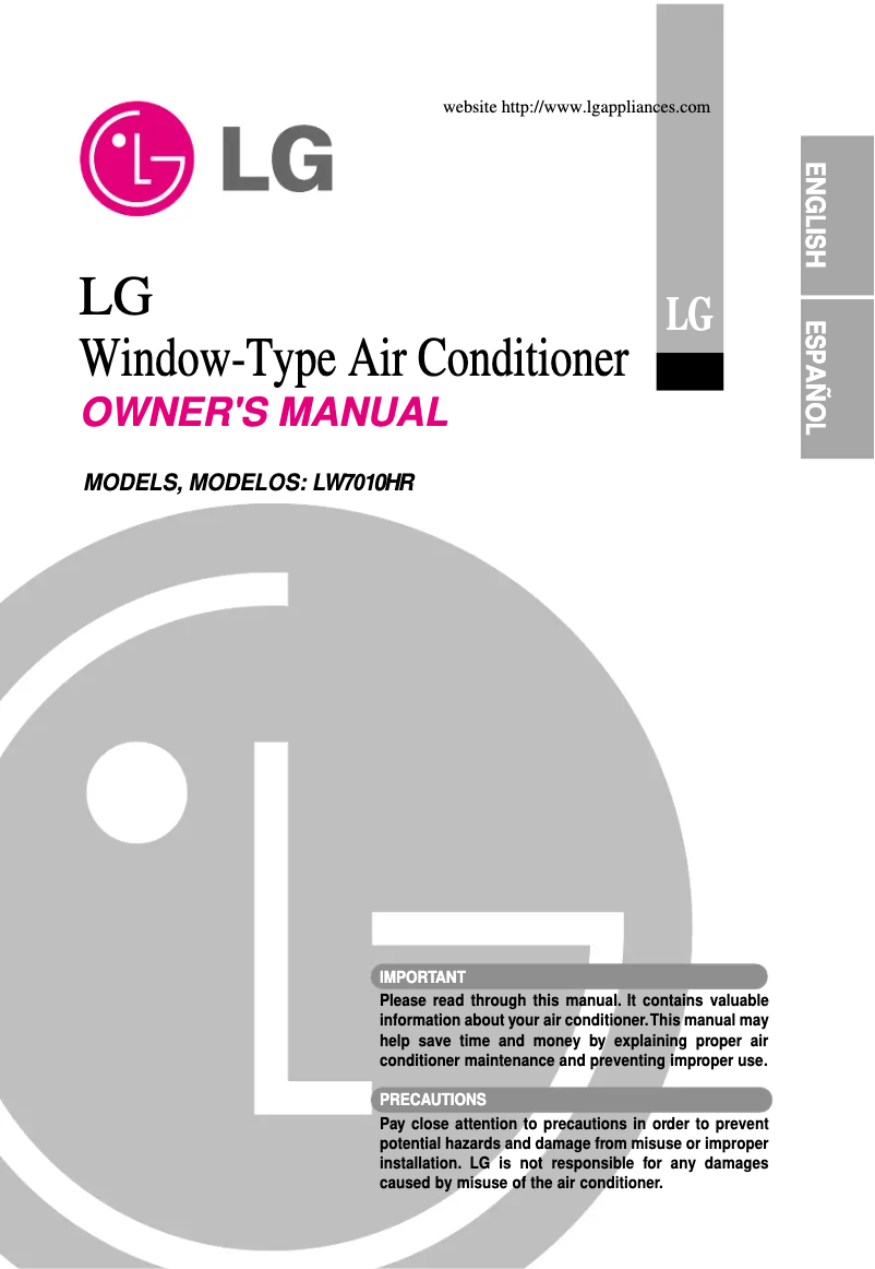 Imagen de la primera página del manual del dispositivo LW7010HR