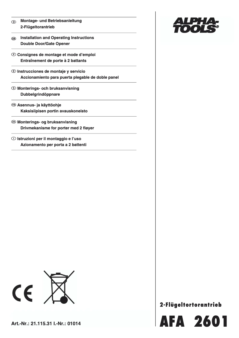 Imagen de la primera página del manual del dispositivo AFA 2601