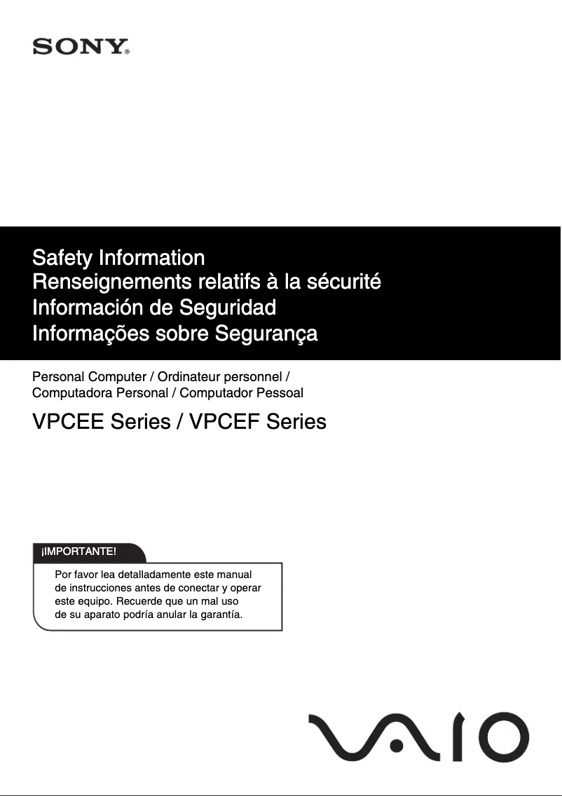 Imagen de la primera página del manual del dispositivo Vaio VPCEE32FX