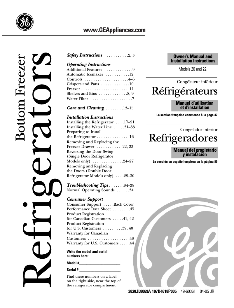 Página 1 del manual Guía de instalación GE Profile PDS20MCRCC