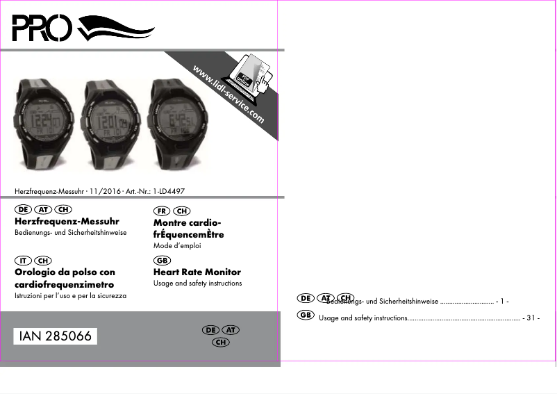 Página nº 1 - Manual de usuario Crivit 1-LD4497