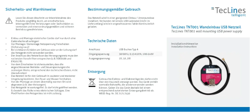 Página nº 1 - Manual de usuario TecLines TNT001