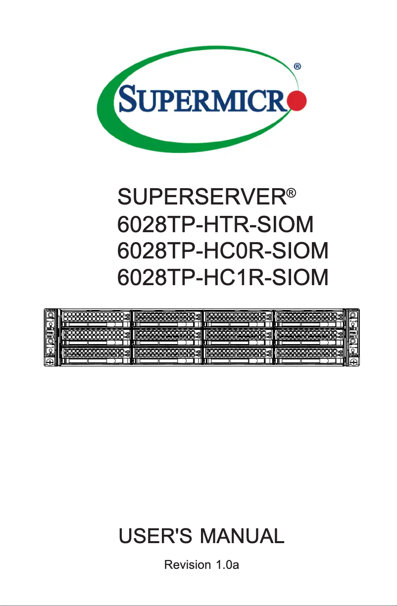 Página 1 del manual Manual de usuario Supermicro SuperServer 6028TP-HC0R-SIOM
