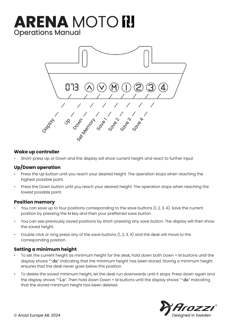 Imagen de la primera página del manual del dispositivo Arena MOTO