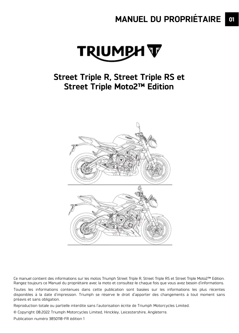 Página 1 del manual Manual de usuario Triumph Street Triple R (2024)