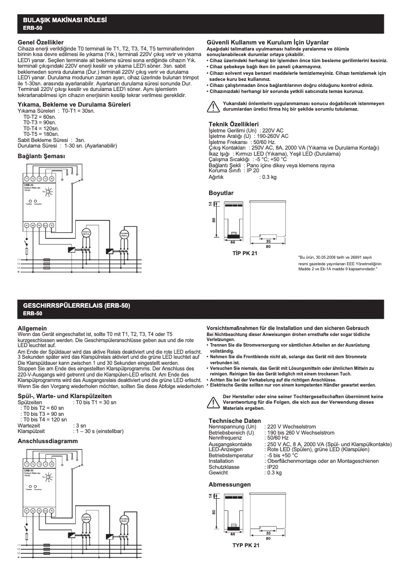 Imagen de la primera página del manual del dispositivo ERB-50