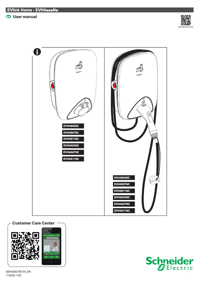 Página 1 del manual Manual de usuario Schneider EVH4S03NC