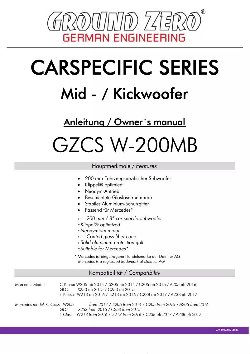 Página 1 del manual Manual de usuario Ground Zero GZCS W-200MB