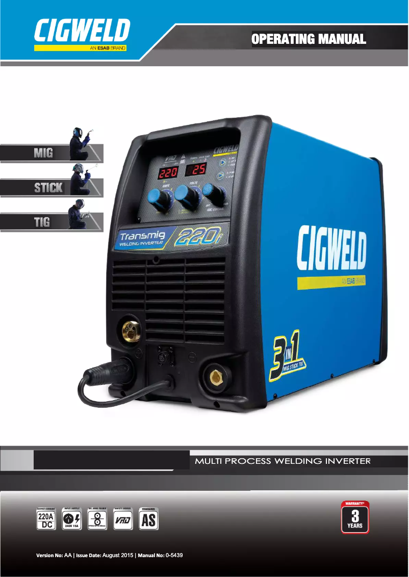 Página nº 1 - Manual de usuario Cigweld Transmig 220i