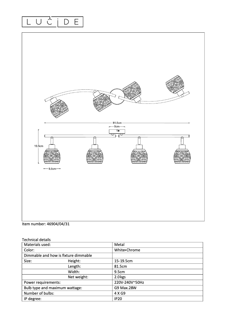 Imagen de la primera página del manual del dispositivo Tahar 46904/04/31
