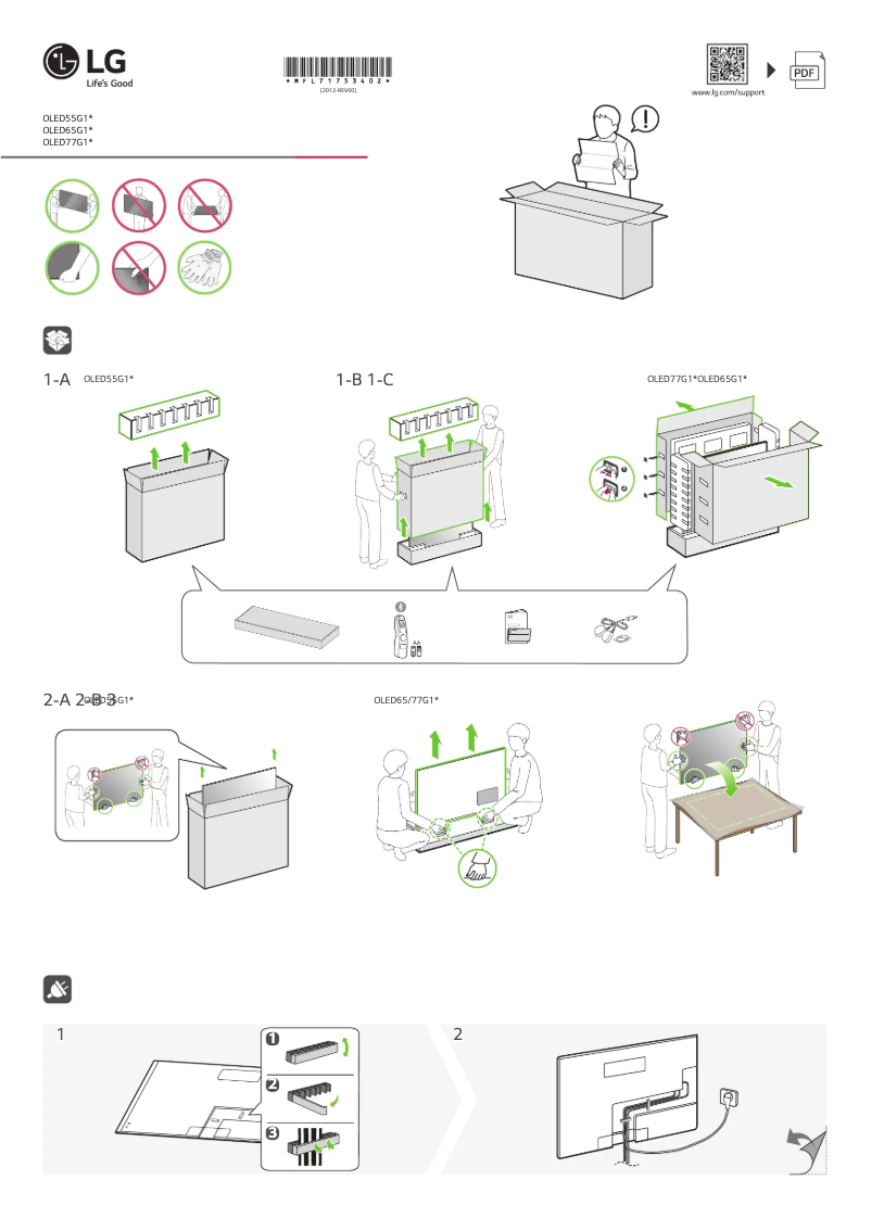 Imagen de la primera página del manual del dispositivo OLED77G1RLA