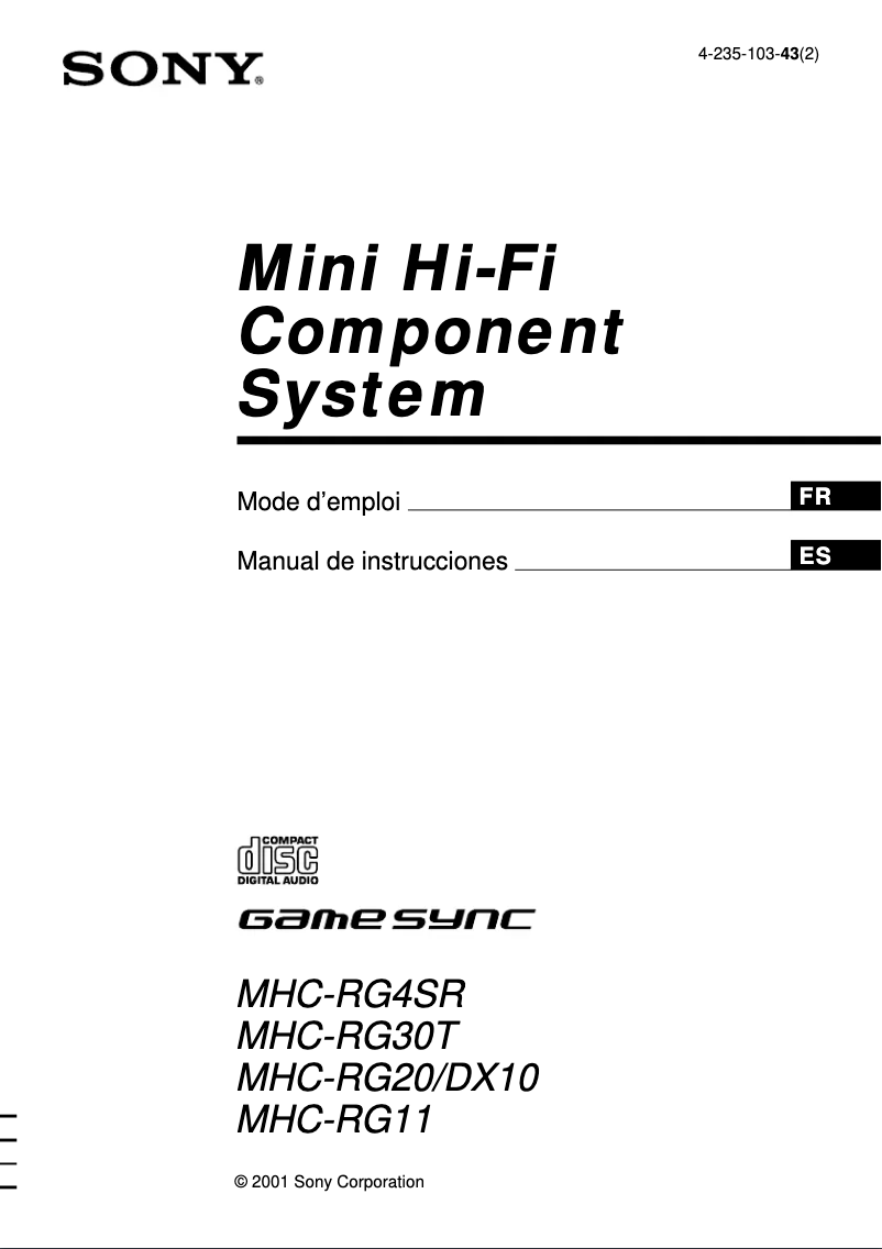 Imagen de la primera página del manual del dispositivo MHC-RG11