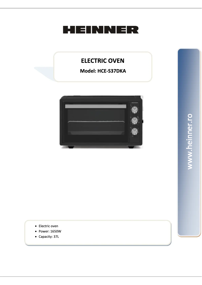 Página 1 del manual Manual de usuario Heinner HCE-S37DKA
