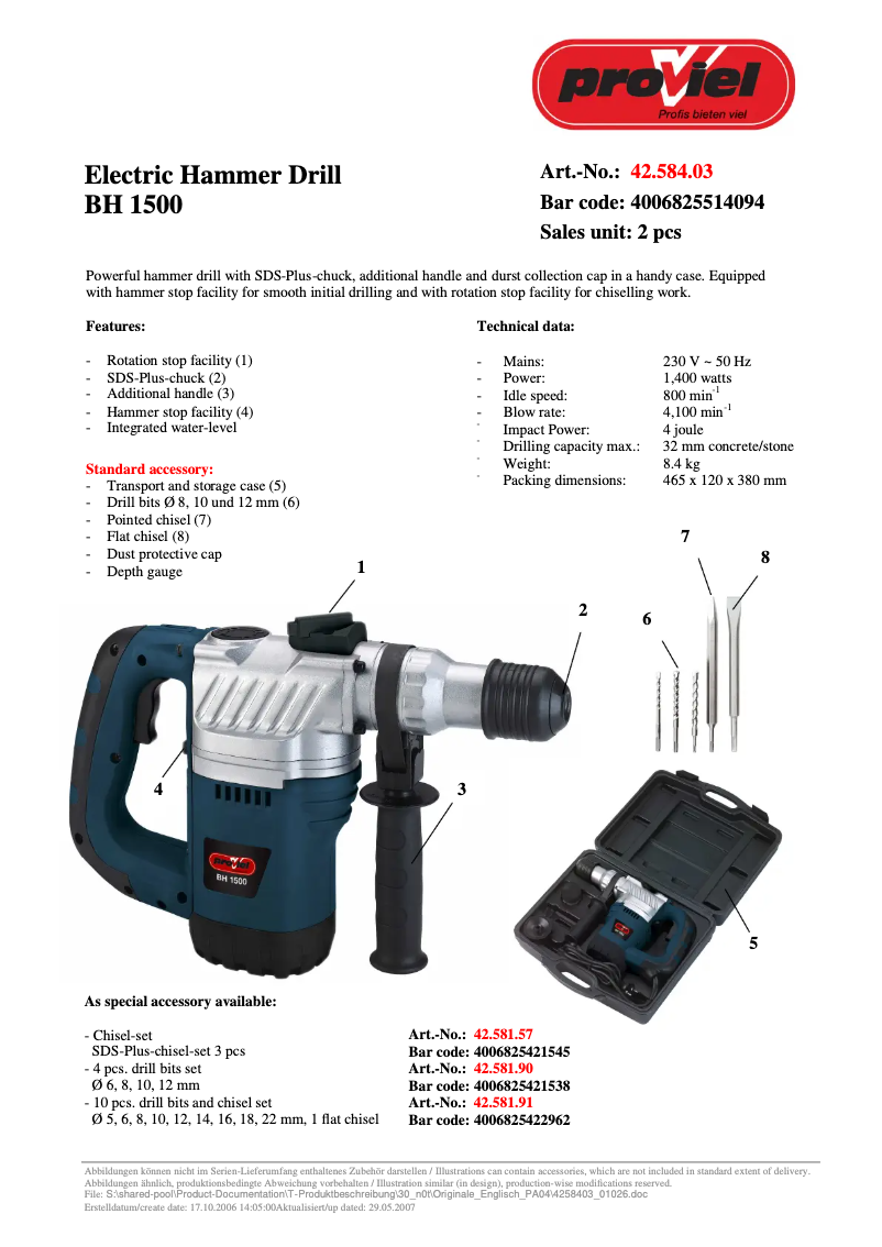 Imagen de la primera página del manual del dispositivo BH 1500
