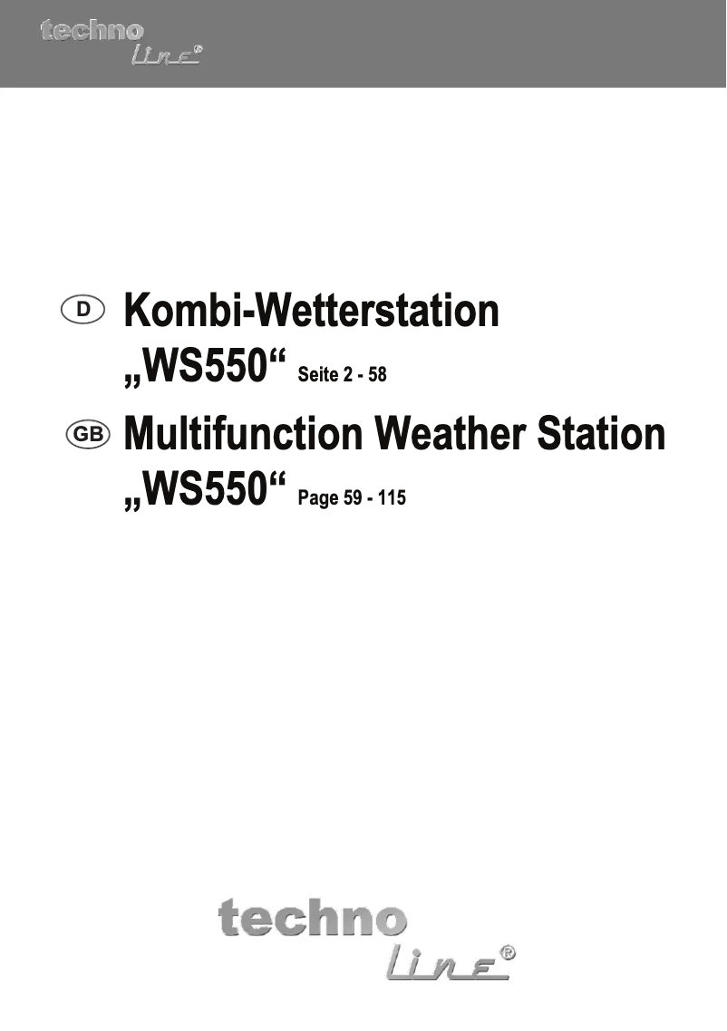 Imagen de la primera página del manual del dispositivo WS 550