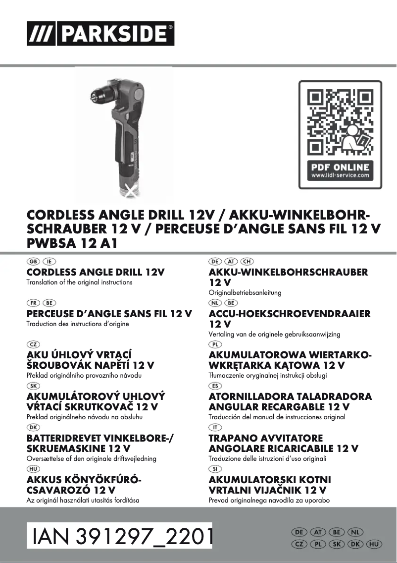 Imagen de la primera página del manual del dispositivo PWBSA 12 A1