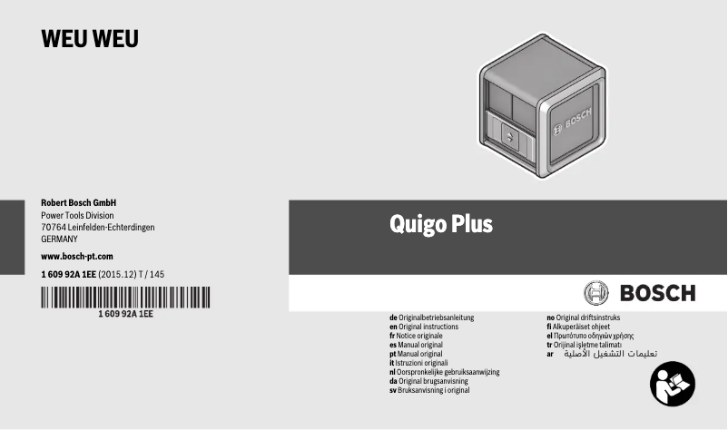 Imagen de la primera página del manual del dispositivo Quigo Plus