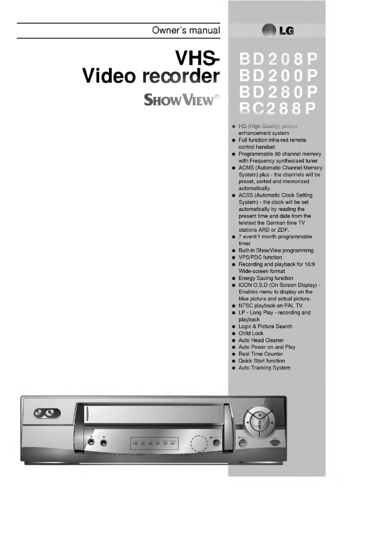 Imagen de la primera página del manual del dispositivo ShowView BD200P