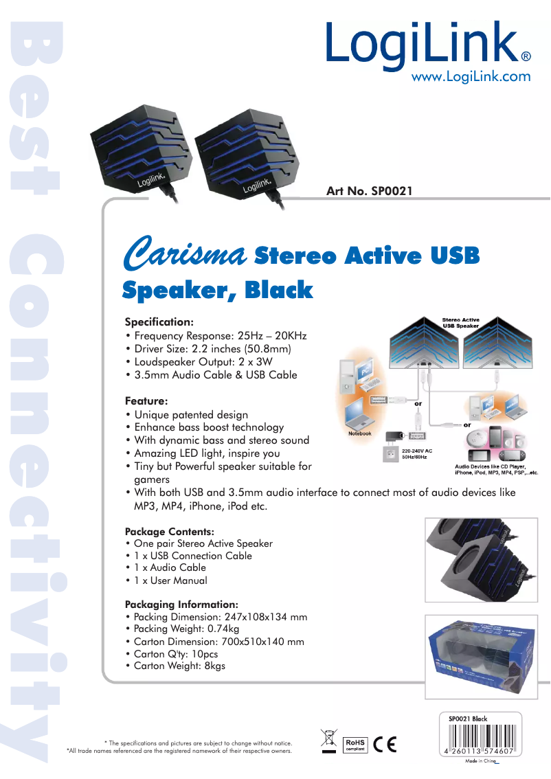 Página 1 del manual Manual de usuario LogiLink Stereo Active Speaker SP0021