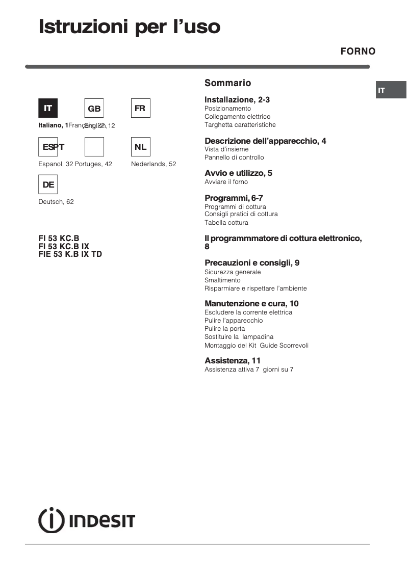 Imagen de la primera página del manual del dispositivo FI 53