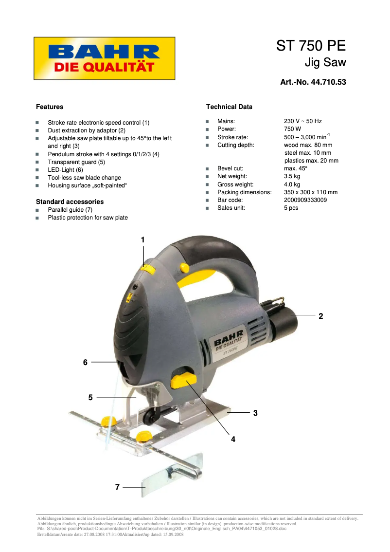 Imagen de la primera página del manual del dispositivo ST 750 PE