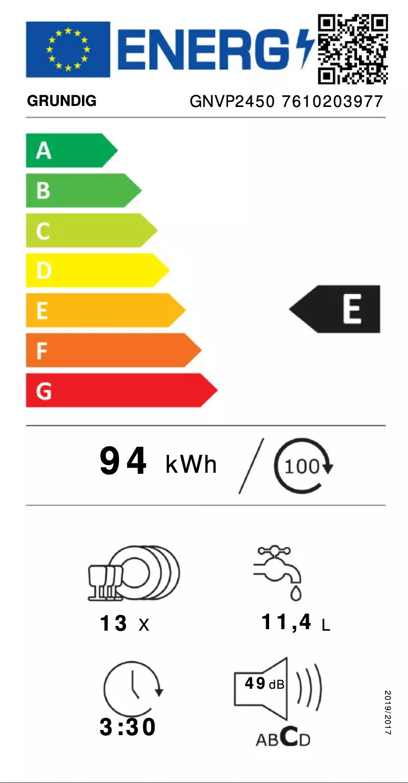 Página 1 del manual Etiqueta energética Grundig GNVP2450