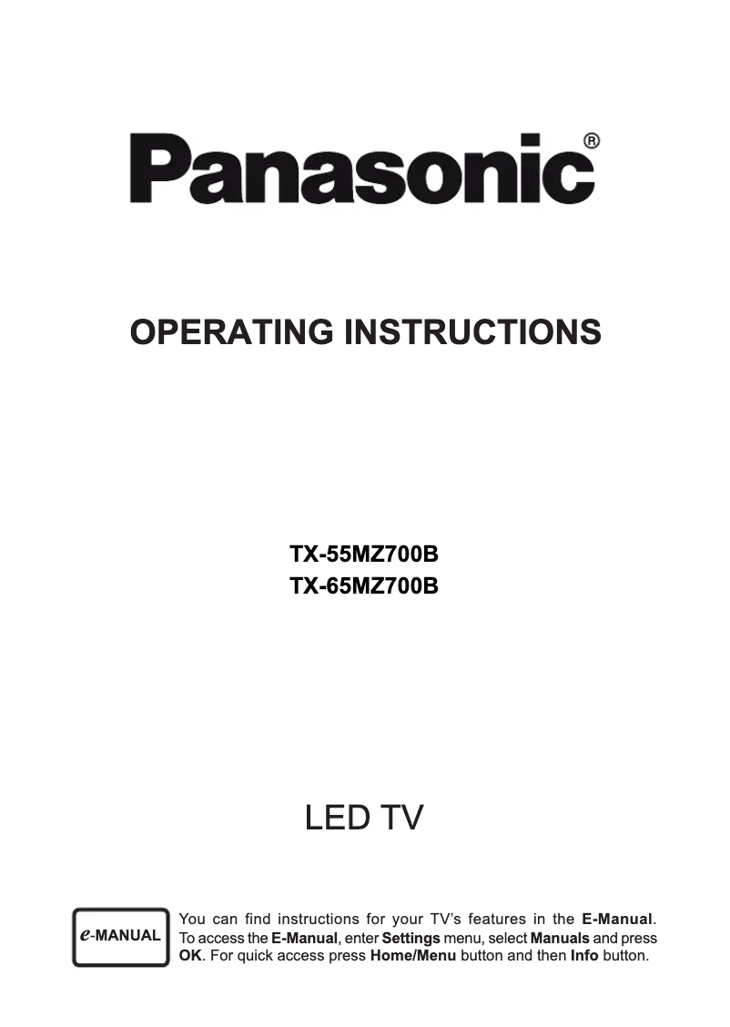 Página 1 del manual Manual de usuario Panasonic TX-65MZ700B