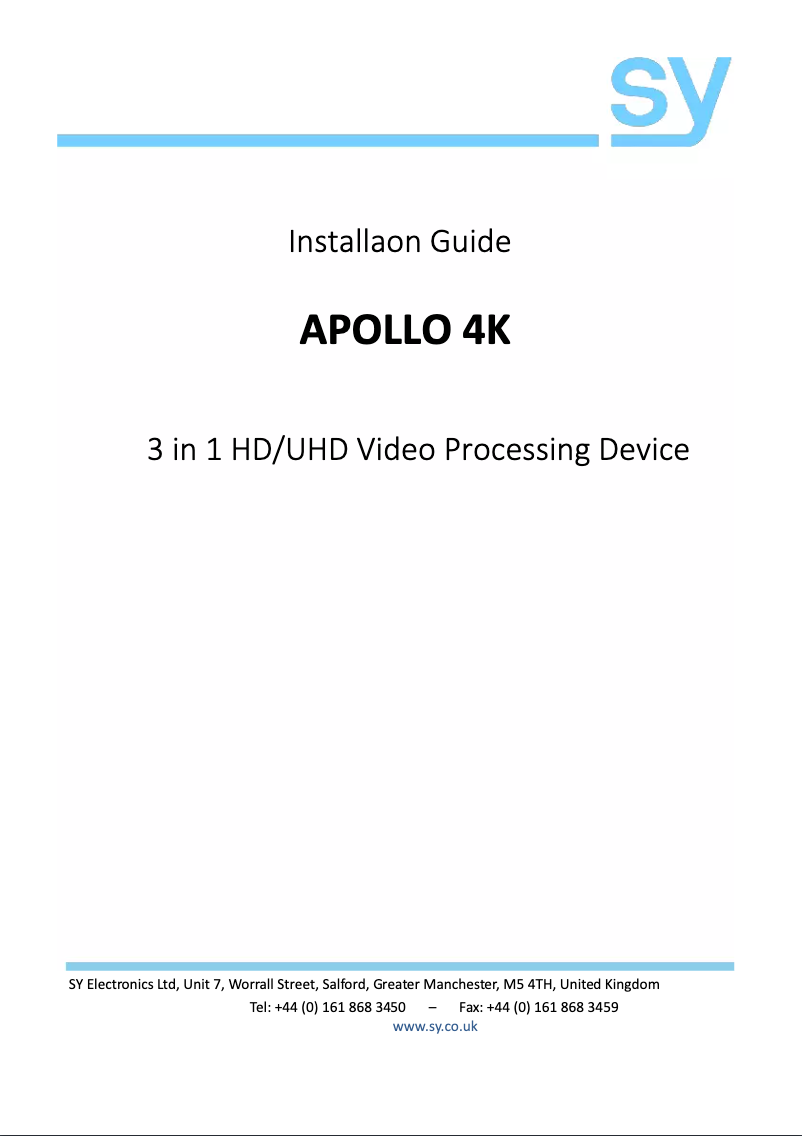 Imagen de la primera página del manual del dispositivo APOLLO 4K+