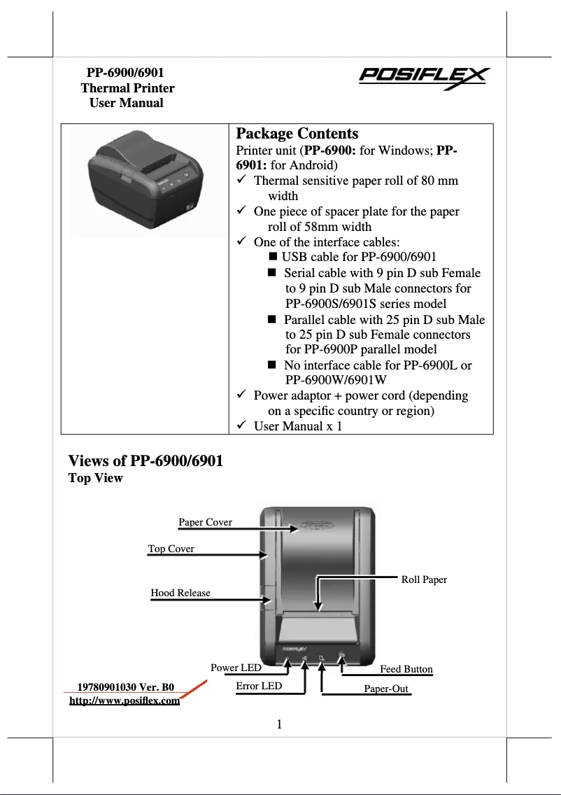 Imagen de la primera página del manual del dispositivo AURA PP-6900U