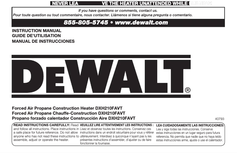 Página 1 del manual Manual de usuario DeWalt DXH210FAVT