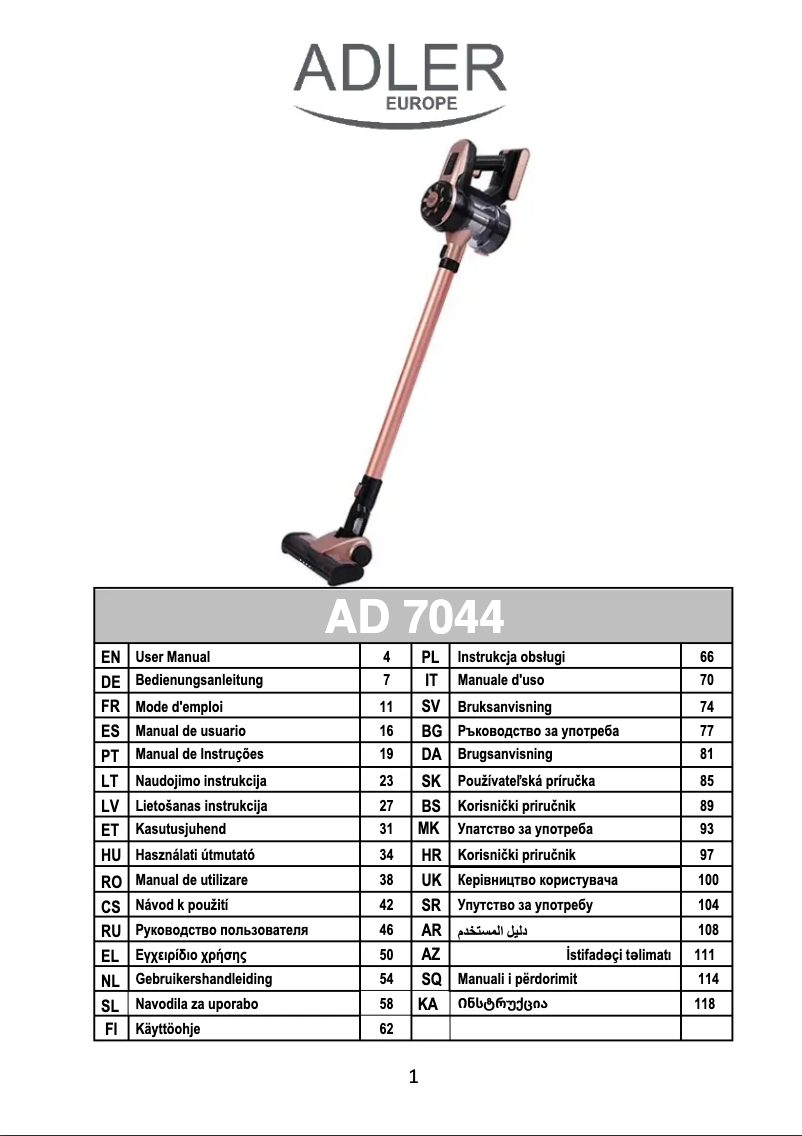 Página 1 del manual Manual de usuario Adler AD 7044