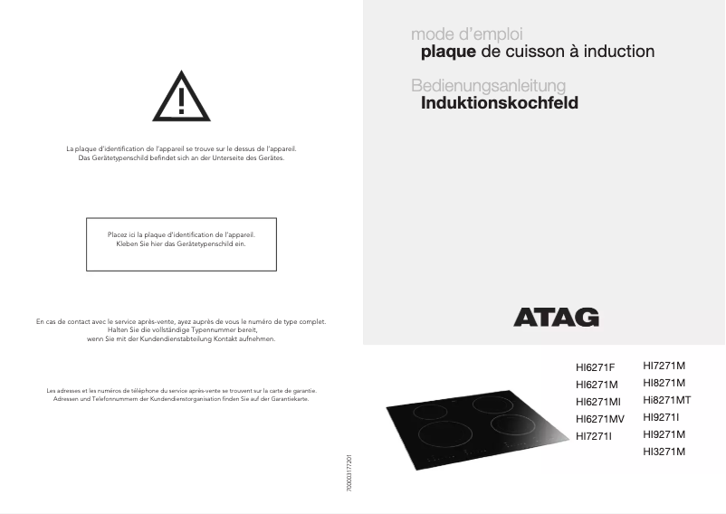 Página 1 del manual Manual de usuario Atag HI6271F