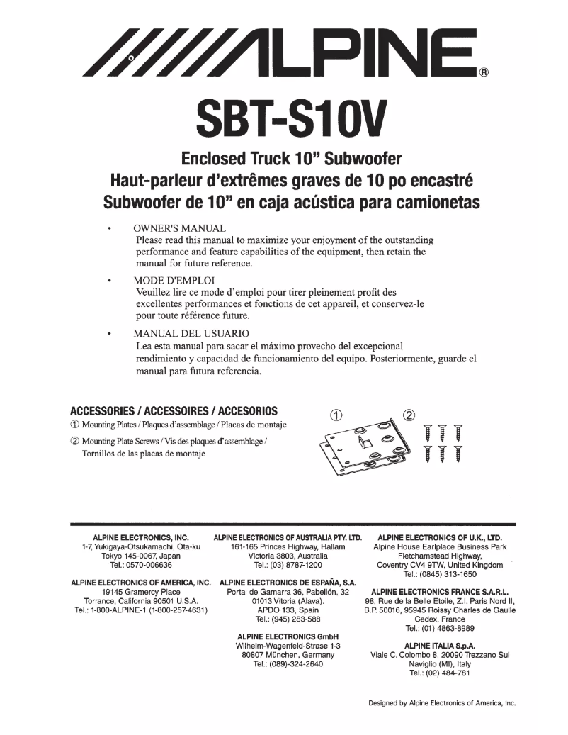 Imagen de la primera página del manual del dispositivo SBT-S10V
