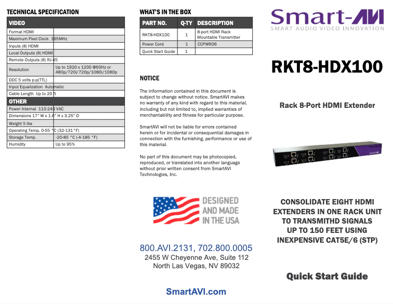 Página 1 del manual Manual de usuario Smart-AVI RKT8-HDX100