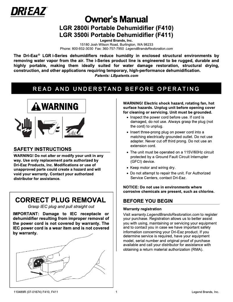 Imagen de la primera página del manual del dispositivo LGR 3500i