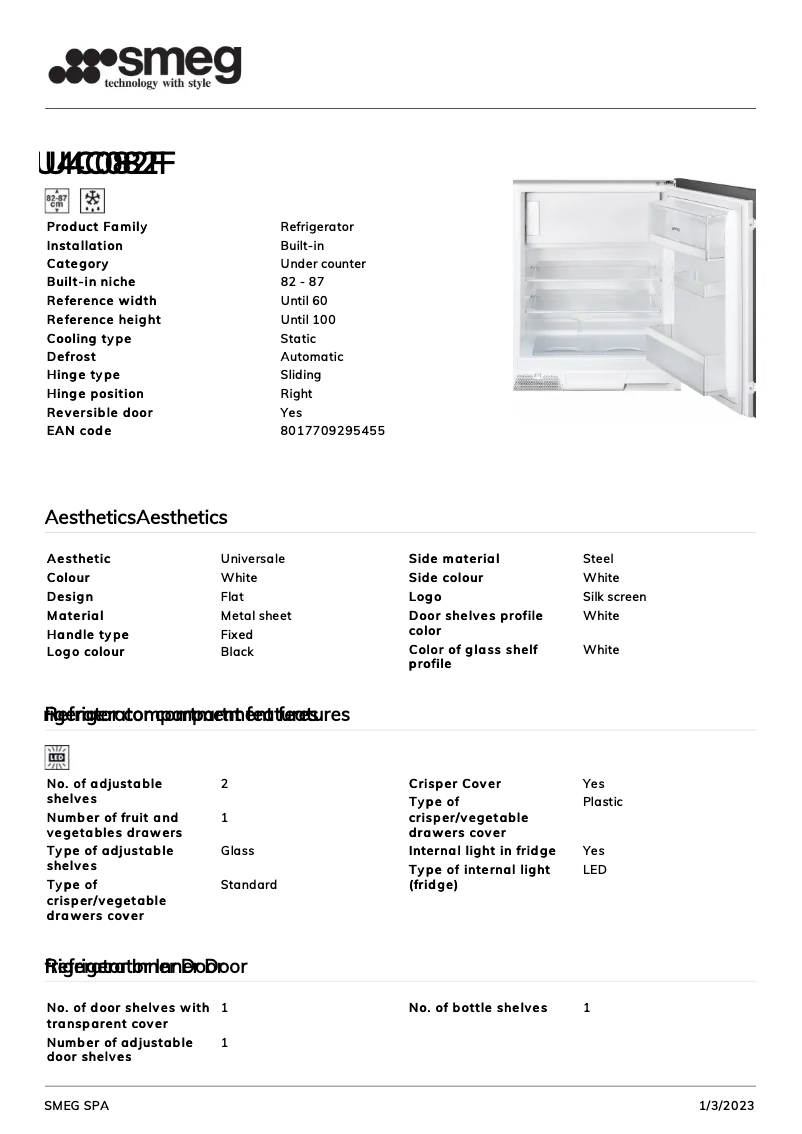 Página 1 del manual Folleto Smeg U4C082F