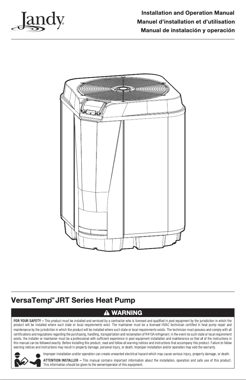 Página 1 del manual Manual de usuario JANDY VersaTemp JRT2500R