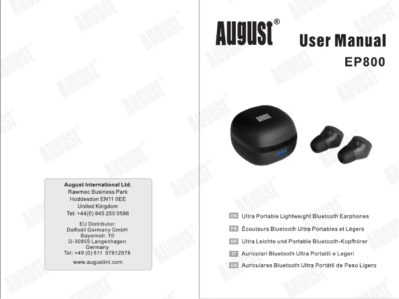 Imagen de la primera página del manual del dispositivo EP800